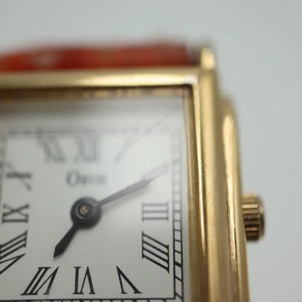 Vintage Orvis Dual Time Gold Tone 22mm Watch Brown Braid Leather w New Battery